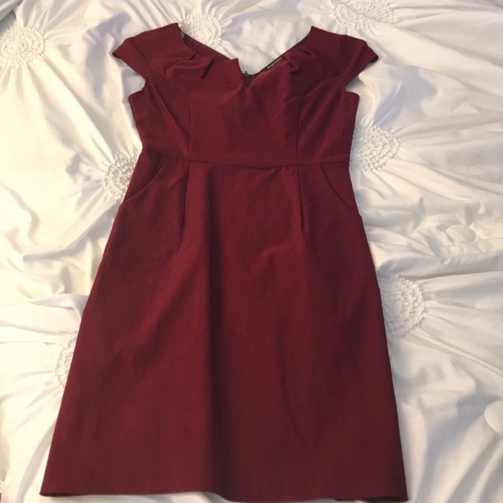 Wine colored form fitting dress